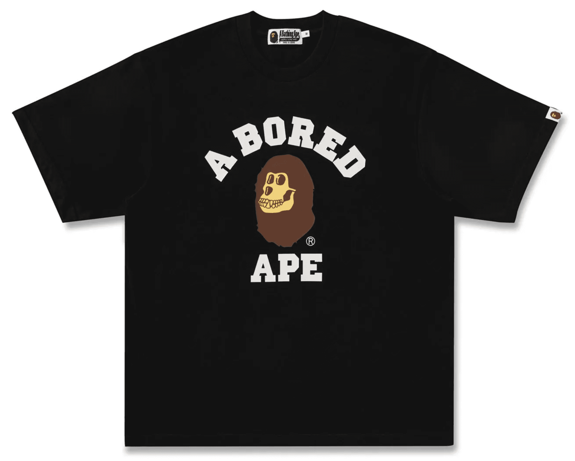 BAYC x BAPE Collab Tee: A Bored Ape, Black, Size M